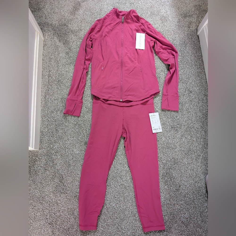 Athleta Salutation Jacket And Ultra High Rise Elation Tight Pink Set Size Medium